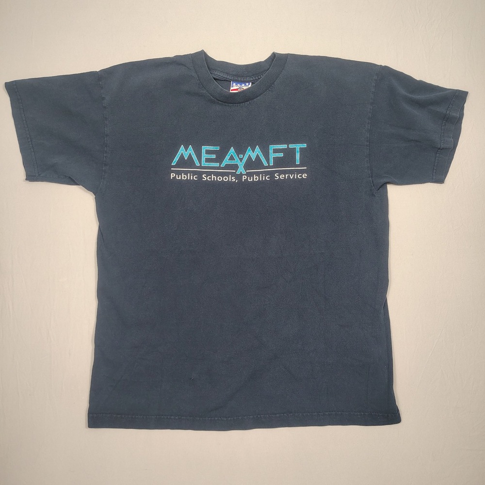 Union Made T-Shirt Mens XL MEA-MFT Public Schools Service Graphic Navy Blue